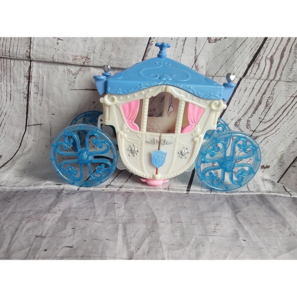 Disney Princess Cinderella Carriage Coach Blue Plastic Doll Vehicle Toy